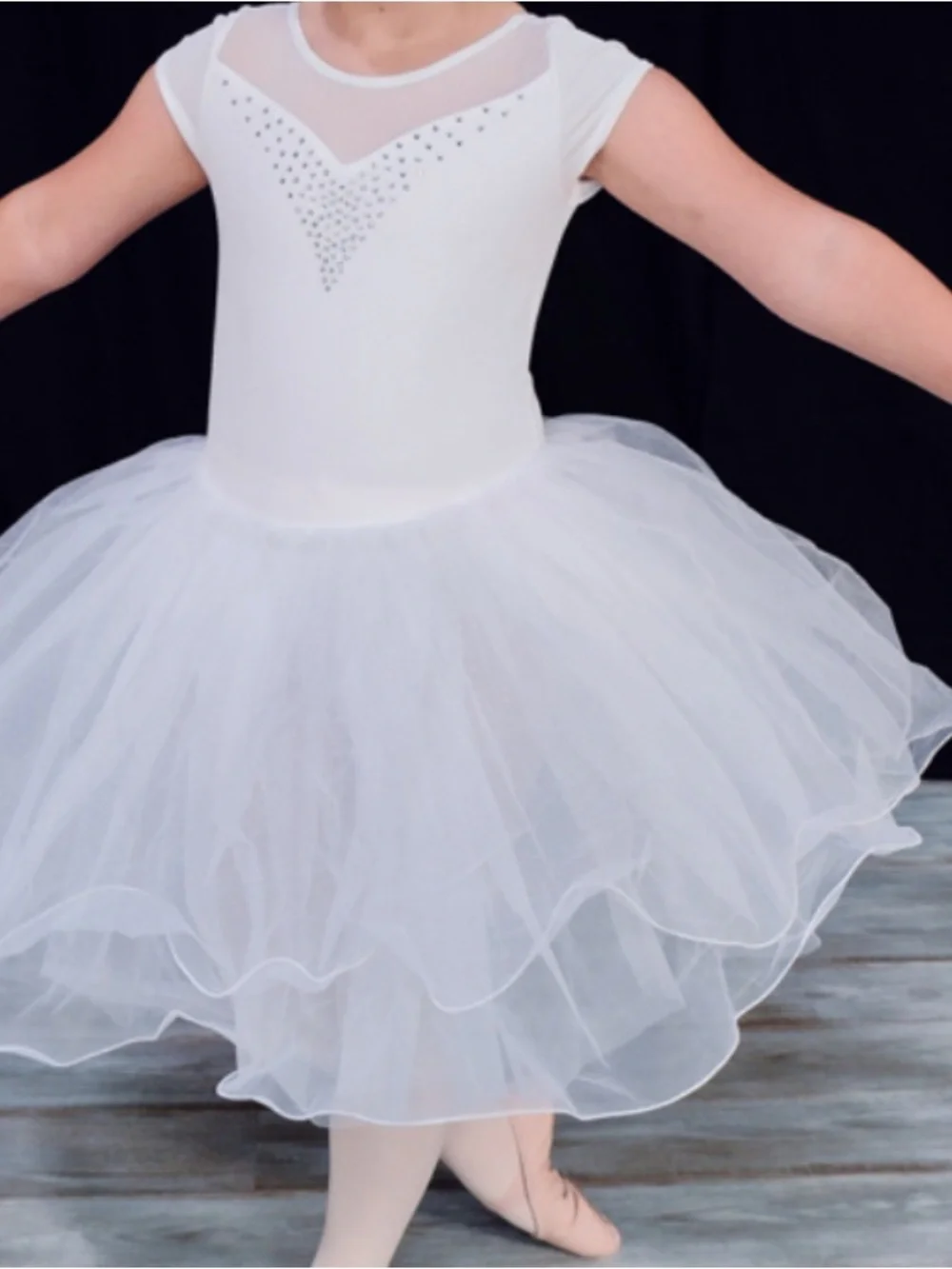 Blue Ombre Tulle Ballet Dress with Silver Sequin Trim
